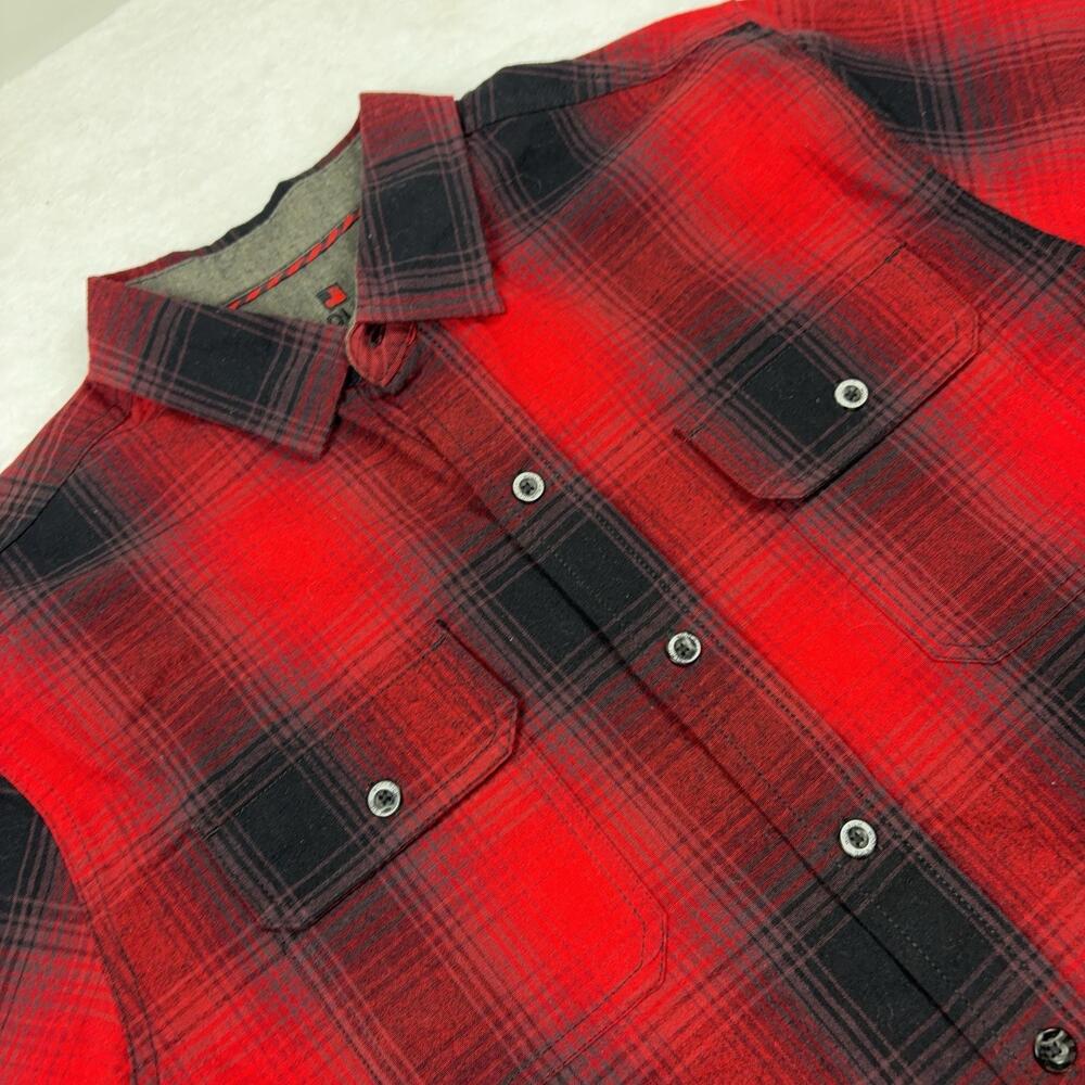 Woolrich Button Up Shirt Women L Red Plaid Long Sleeve Buffalo Flannel Pockets